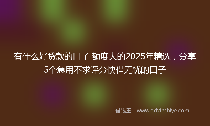 有什么好贷款的口子 额度大的2025年精选，分享5个急用不求评分快借无忧的口子