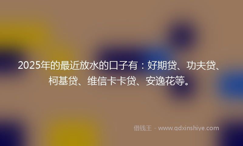 2025年的最近放水的口子有：好期贷、功夫贷、柯基贷、维信卡卡贷、安逸花等。