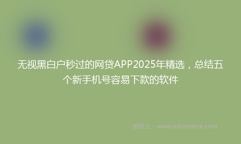 无视黑白户秒过的网贷APP2025年精选，总结五个新手机号容易下款的软件