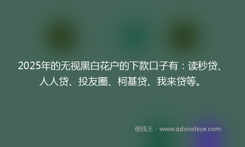 2025年的无视黑白花户的下款口子有：读秒贷、人人贷、投友圈、柯基贷、我来贷等。