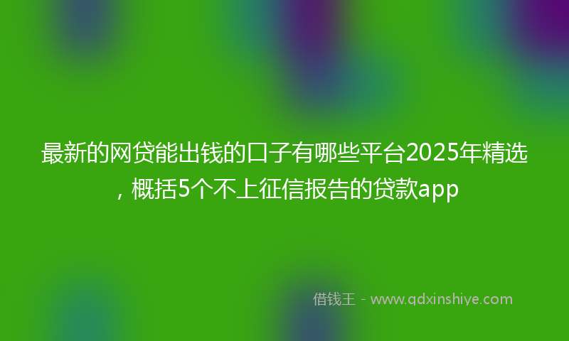 最新的网贷能出钱的口子有哪些平台2025年精选，概括5个不上征信报告的贷款app