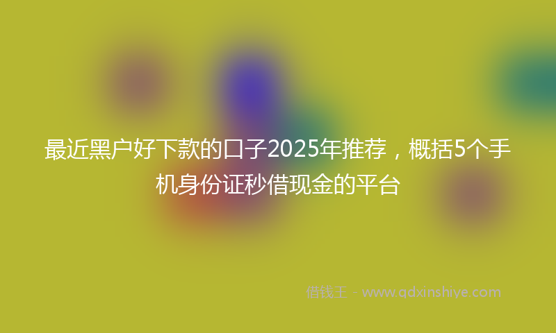 最近黑户好下款的口子2025年推荐，概括5个手机身份证秒借现金的平台