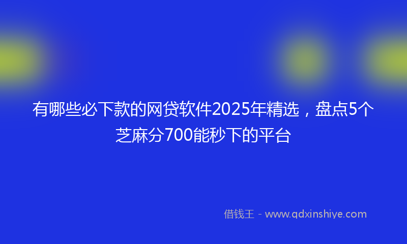 有哪些必下款的网贷软件2025年精选，盘点5个芝麻分700能秒下的平台