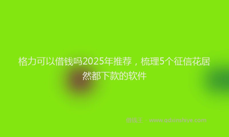 格力可以借钱吗2025年推荐，梳理5个征信花居然都下款的软件
