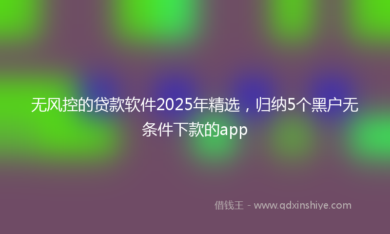 无风控的贷款软件2025年精选，归纳5个黑户无条件下款的app