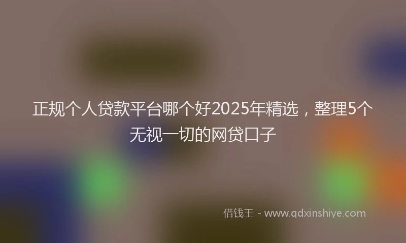 正规个人贷款平台哪个好2025年精选，整理5个无视一切的网贷口子