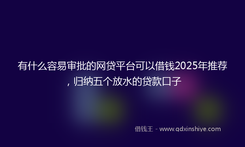 有什么容易审批的网贷平台可以借钱2025年推荐，归纳五个放水的贷款口子