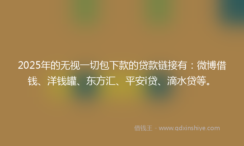 2025年的无视一切包下款的贷款链接有：微博借钱、洋钱罐、东方汇、平安i贷、滴水贷等。