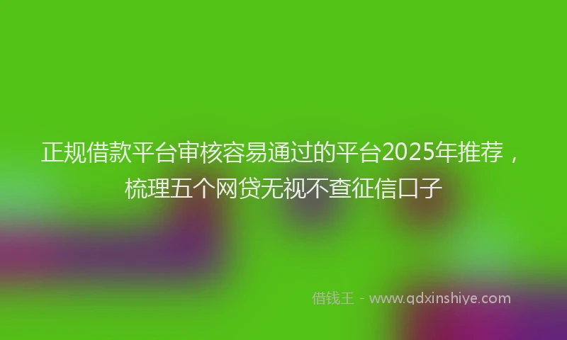 正规借款平台审核容易通过的平台2025年推荐，梳理五个网贷无视不查征信口子