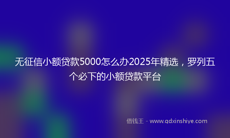 无征信小额贷款5000怎么办2025年精选，罗列五个必下的小额贷款平台