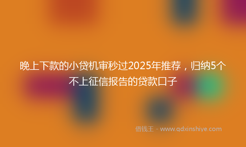 晚上下款的小贷机审秒过2025年推荐，归纳5个不上征信报告的贷款口子