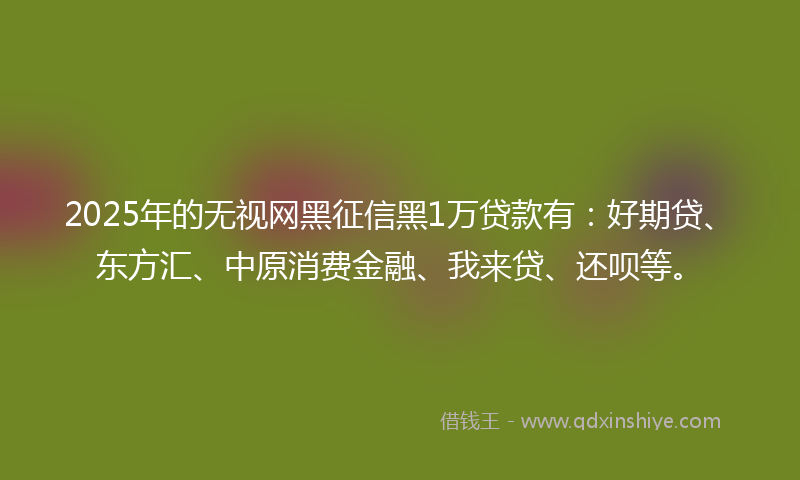2025年的无视网黑征信黑1万贷款有：好期贷、东方汇、中原消费金融、我来贷、还呗等。