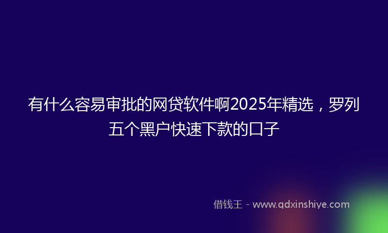 有什么容易审批的网贷软件啊2025年精选，罗列五个黑户快速下款的口子
