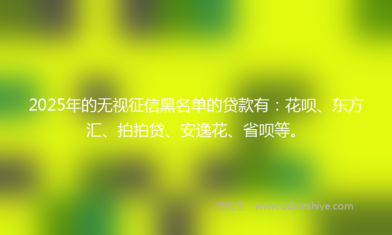 2025年的无视征信黑名单的贷款有：花呗、东方汇、拍拍贷、安逸花、省呗等。