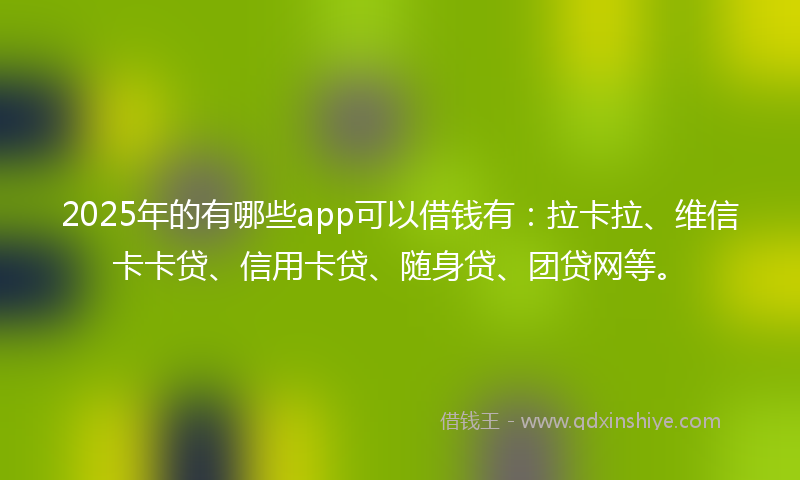 2025年的有哪些app可以借钱有：拉卡拉、维信卡卡贷、信用卡贷、随身贷、团贷网等。