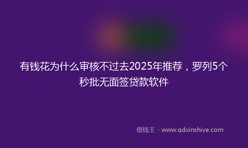 有钱花为什么审核不过去2025年推荐，罗列5个秒批无面签贷款软件