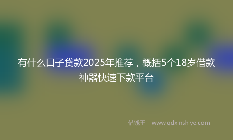 有什么口子贷款2025年推荐，概括5个18岁借款神器快速下款平台
