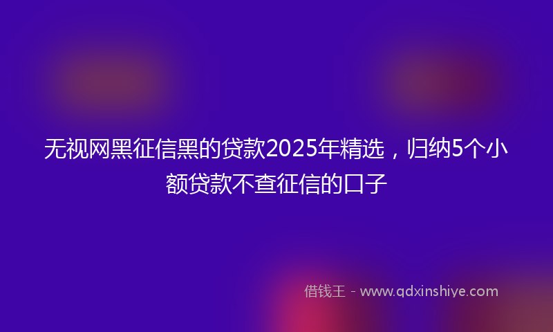 无视网黑征信黑的贷款2025年精选，归纳5个小额贷款不查征信的口子