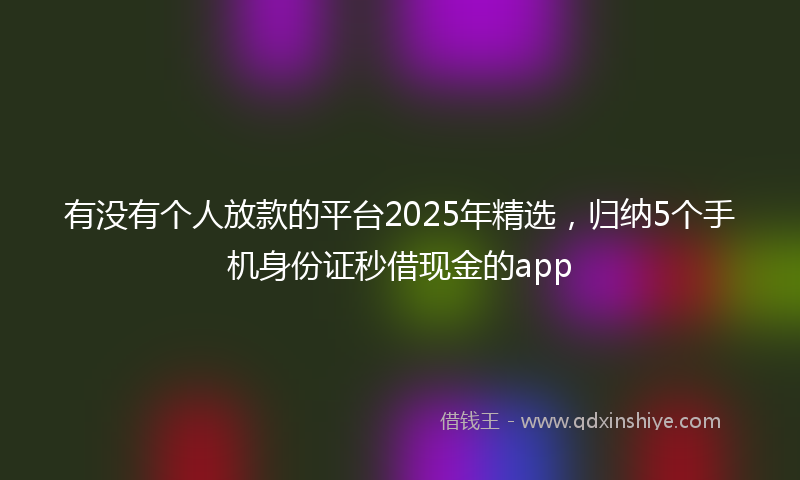 有没有个人放款的平台2025年精选，归纳5个手机身份证秒借现金的app