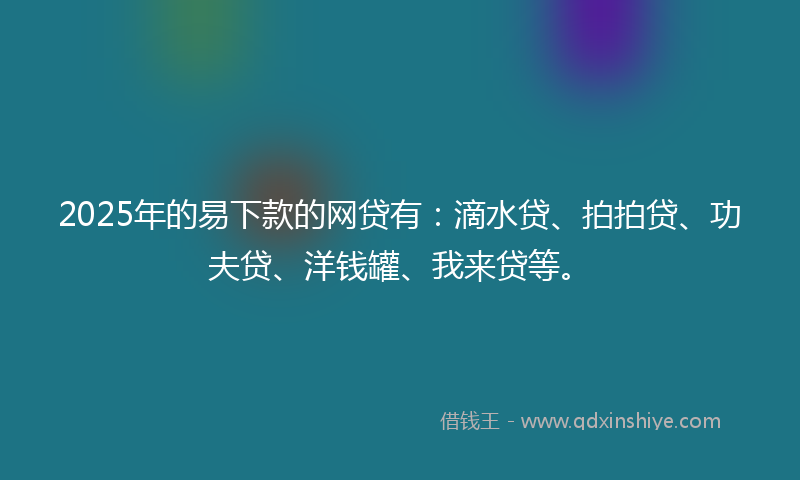 2025年的易下款的网贷有：滴水贷、拍拍贷、功夫贷、洋钱罐、我来贷等。