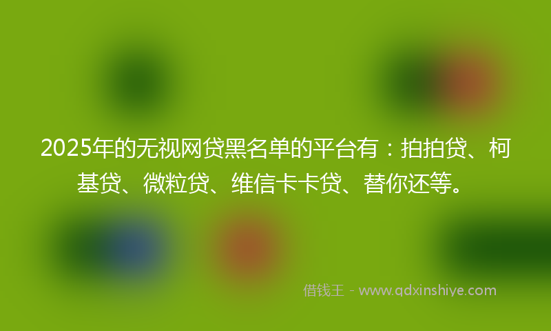 2025年的无视网贷黑名单的平台有：拍拍贷、柯基贷、微粒贷、维信卡卡贷、替你还等。