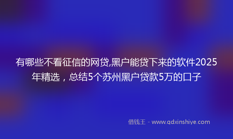 有哪些不看征信的网贷,黑户能贷下来的软件2025年精选，总结5个苏州黑户贷款5万的口子