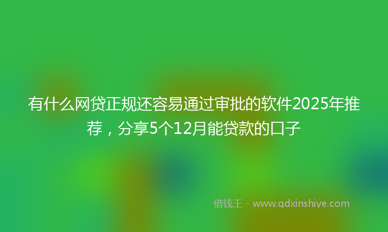 有什么网贷正规还容易通过审批的软件2025年推荐，分享5个12月能贷款的口子