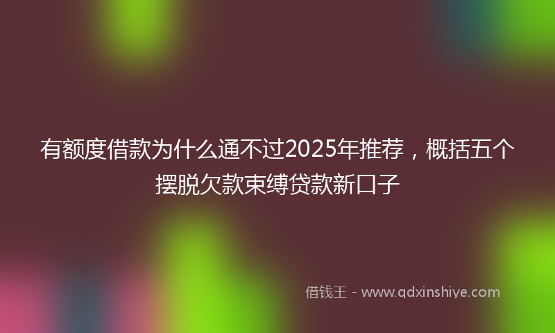 有额度借款为什么通不过2025年推荐，概括五个摆脱欠款束缚贷款新口子