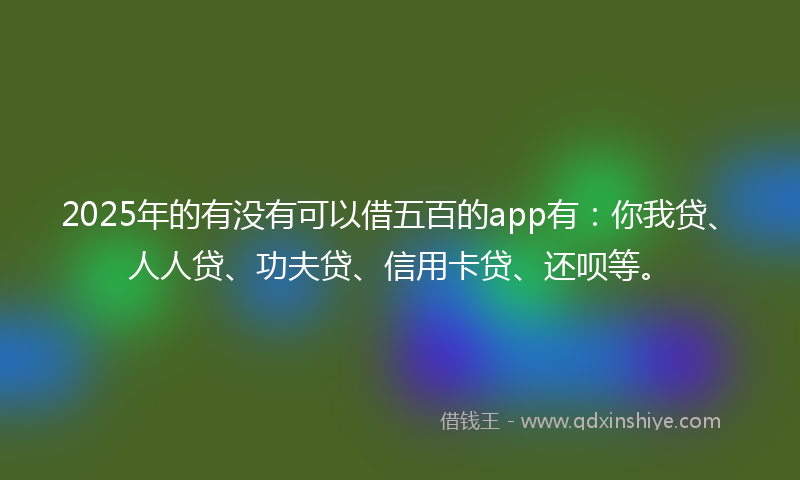 2025年的有没有可以借五百的app有：你我贷、人人贷、功夫贷、信用卡贷、还呗等。