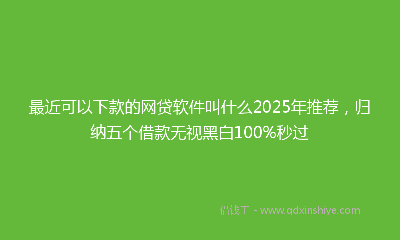 最近可以下款的网贷软件叫什么2025年推荐，归纳五个借款无视黑白100%秒过