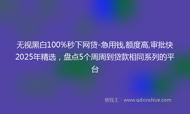 无视黑白100%秒下网贷-急用钱,额度高,审批快2025年精选，盘点5个周周到贷款相同系列的平台