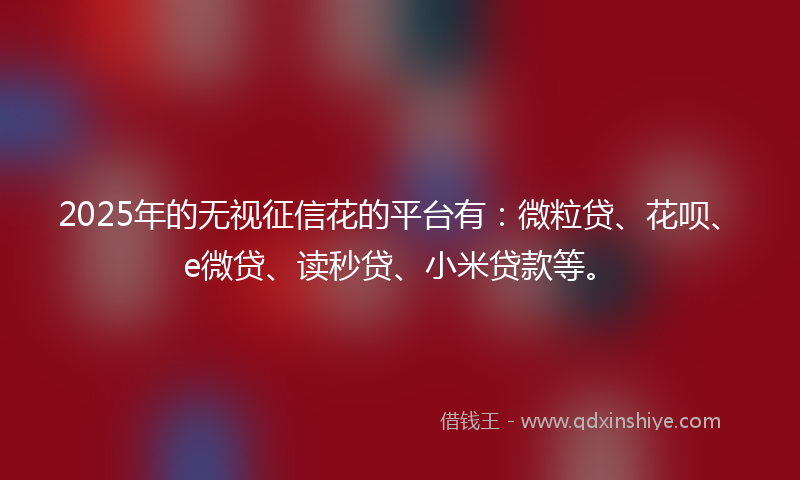 2025年的无视征信花的平台有：微粒贷、花呗、e微贷、读秒贷、小米贷款等。