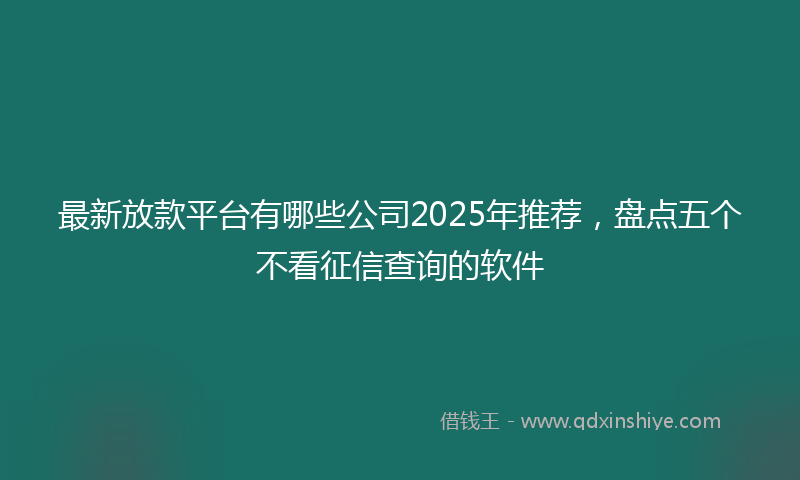最新放款平台有哪些公司2025年推荐，盘点五个不看征信查询的软件