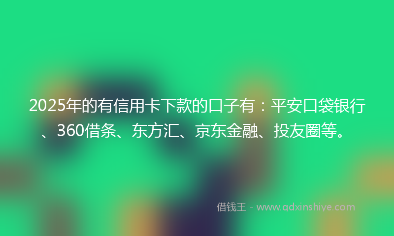 2025年的有信用卡下款的口子有：平安口袋银行、360借条、东方汇、京东金融、投友圈等。