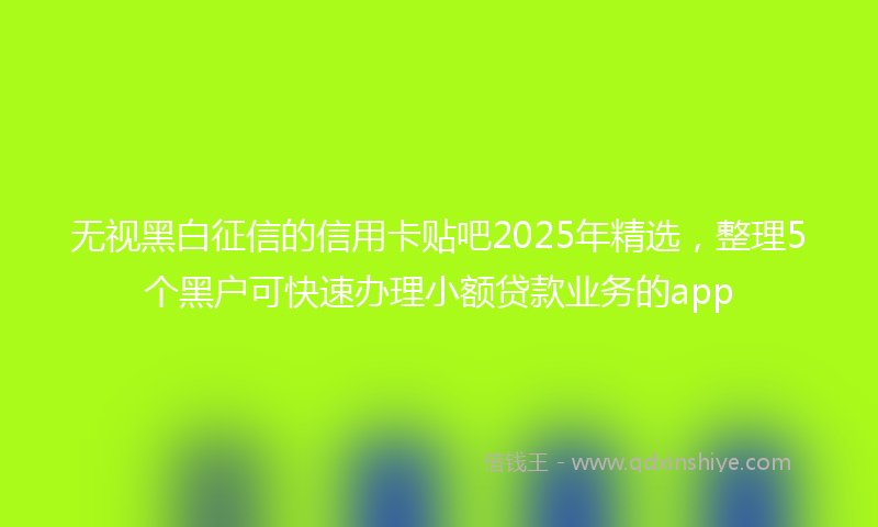 无视黑白征信的信用卡贴吧2025年精选，整理5个黑户可快速办理小额贷款业务的app