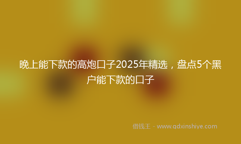 晚上能下款的高炮口子2025年精选，盘点5个黑户能下款的口子