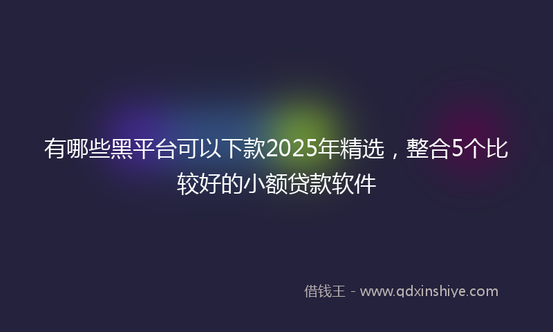 有哪些黑平台可以下款2025年精选，整合5个比较好的小额贷款软件