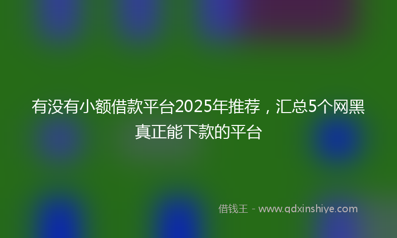 有没有小额借款平台2025年推荐，汇总5个网黑真正能下款的平台