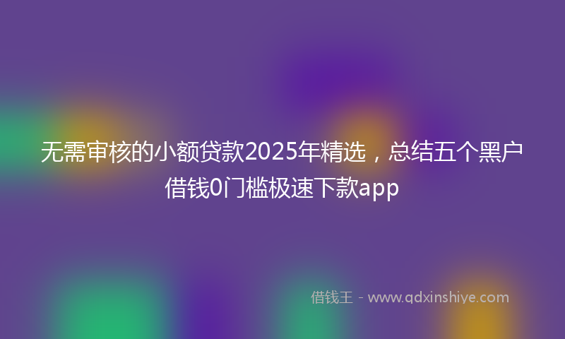 无需审核的小额贷款2025年精选，总结五个黑户借钱0门槛极速下款app