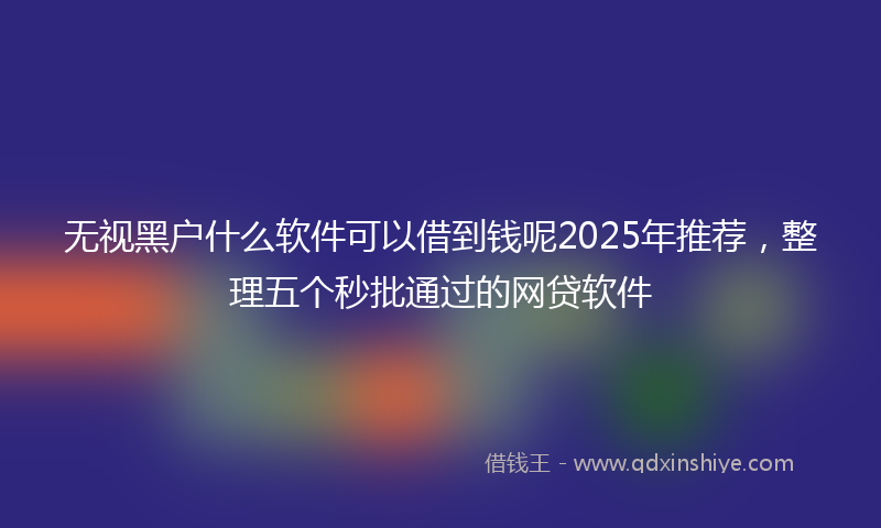无视黑户什么软件可以借到钱呢2025年推荐，整理五个秒批通过的网贷软件