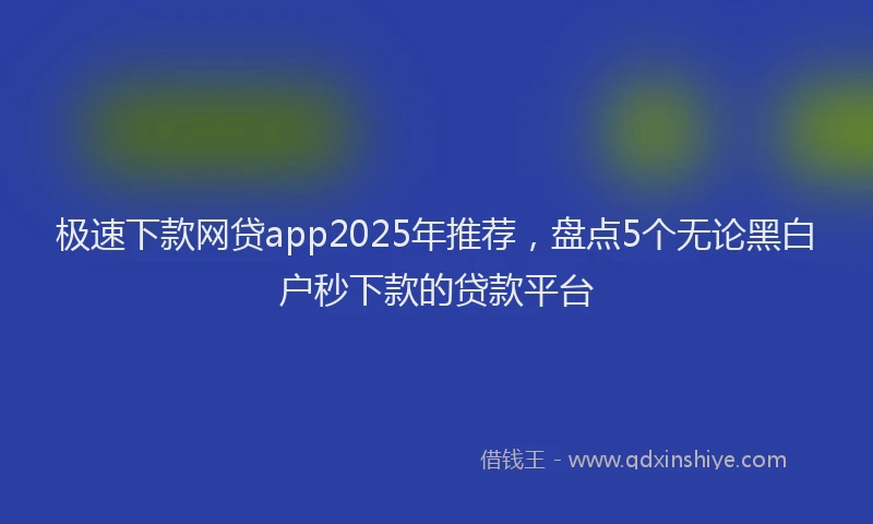 极速下款网贷app2025年推荐，盘点5个无论黑白户秒下款的贷款平台