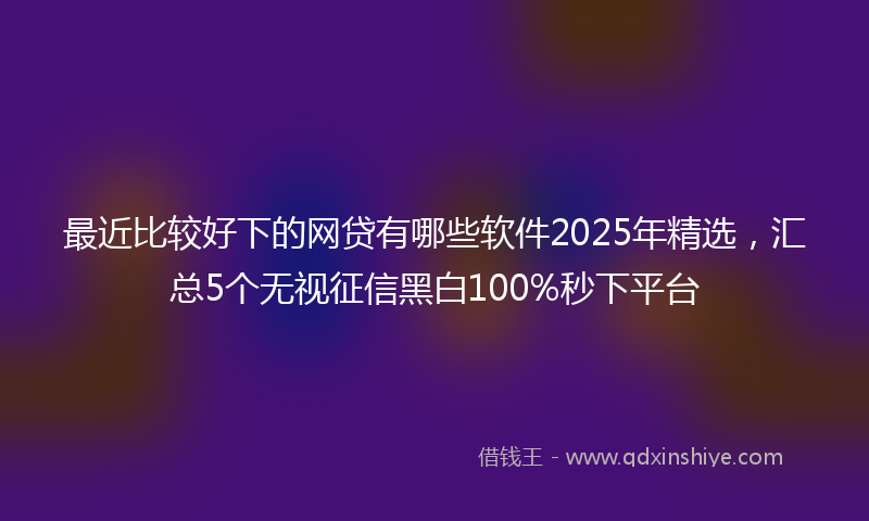 最近比较好下的网贷有哪些软件2025年精选，汇总5个无视征信黑白100%秒下平台