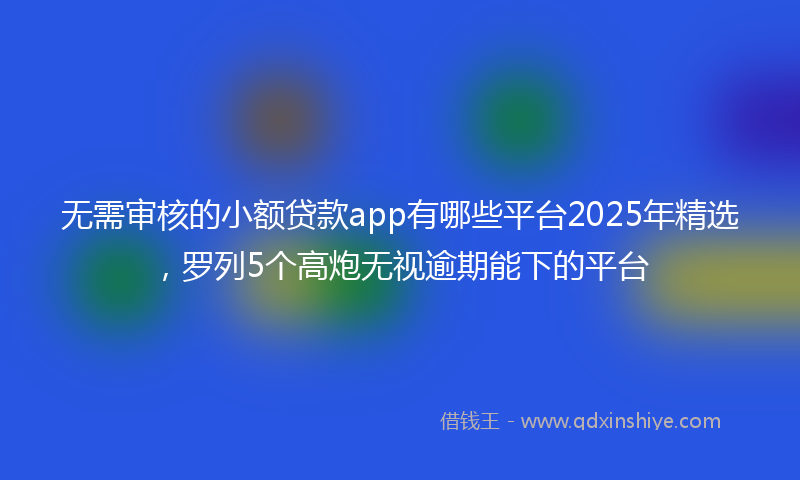 无需审核的小额贷款app有哪些平台2025年精选，罗列5个高炮无视逾期能下的平台