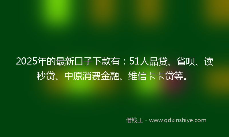 2025年的最新口子下款有：51人品贷、省呗、读秒贷、中原消费金融、维信卡卡贷等。
