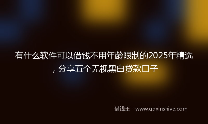 有什么软件可以借钱不用年龄限制的2025年精选，分享五个无视黑白贷款口子