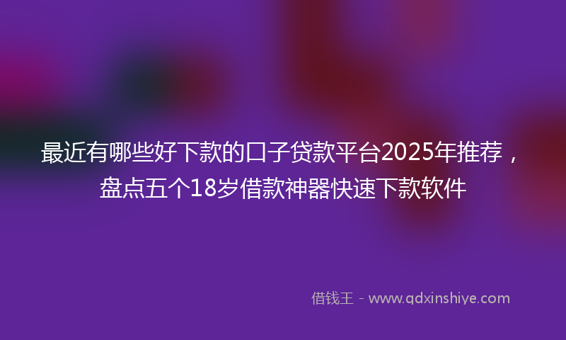 最近有哪些好下款的口子贷款平台2025年推荐，盘点五个18岁借款神器快速下款软件