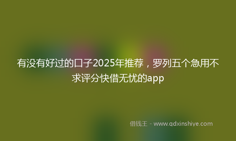 有没有好过的口子2025年推荐，罗列五个急用不求评分快借无忧的app