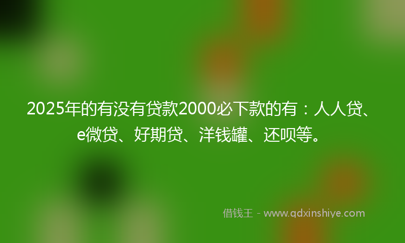2025年的有没有贷款2000必下款的有：人人贷、e微贷、好期贷、洋钱罐、还呗等。
