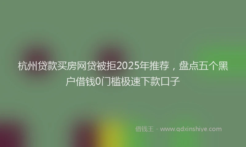 杭州贷款买房网贷被拒2025年推荐，盘点五个黑户借钱0门槛极速下款口子