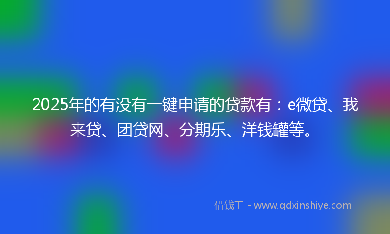 2025年的有没有一键申请的贷款有：e微贷、我来贷、团贷网、分期乐、洋钱罐等。